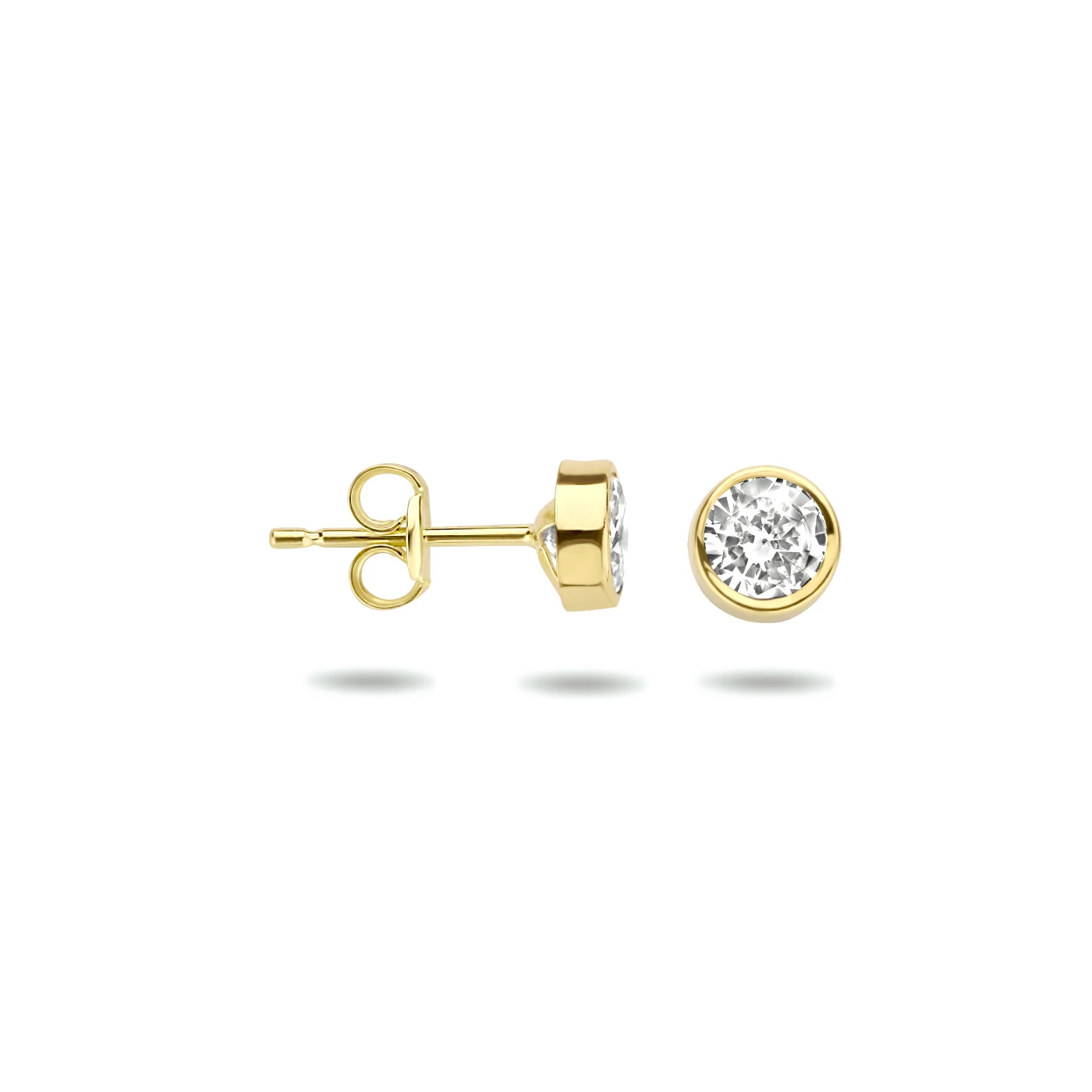 oorknoppen zirkonia 14K geelgoud