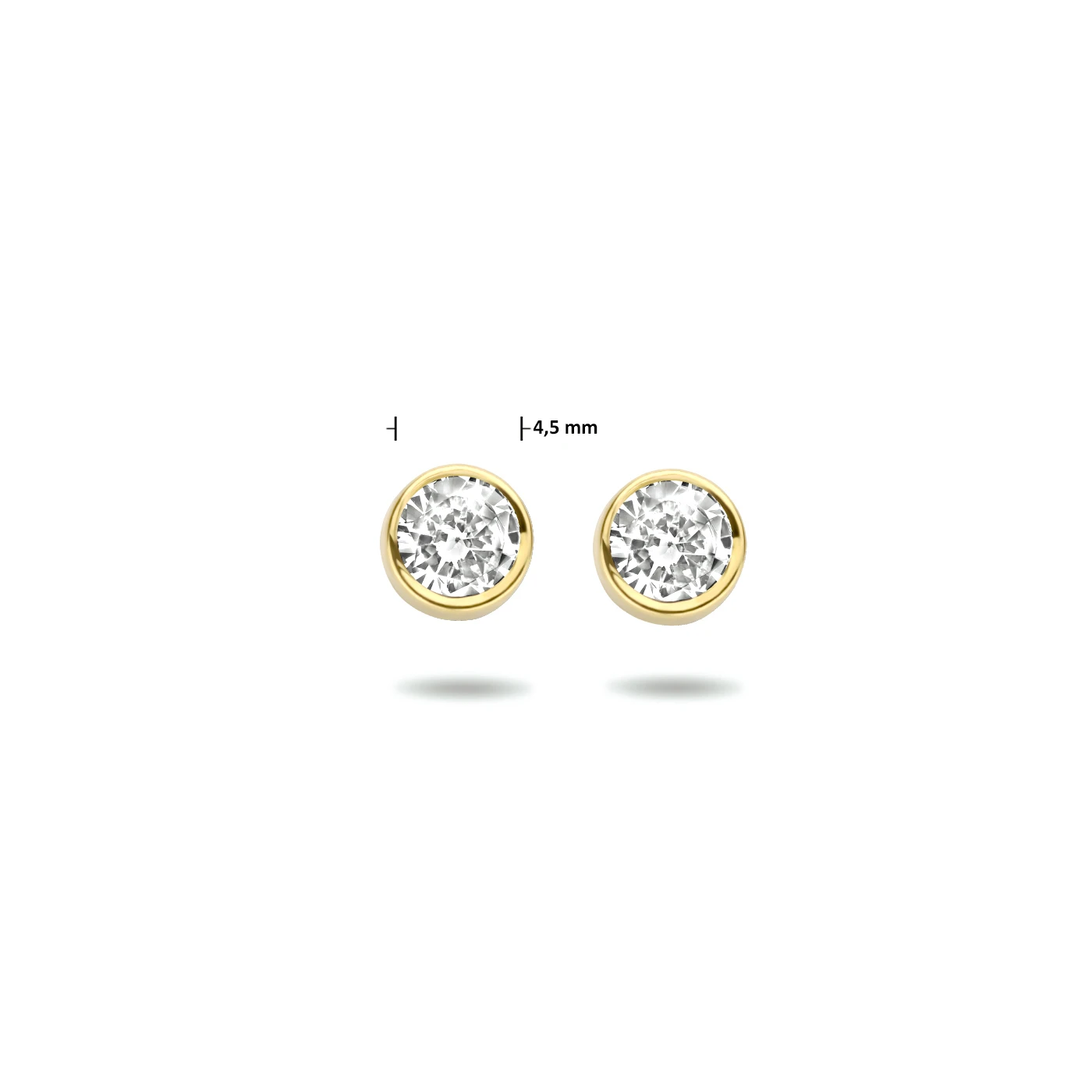 oorknoppen zirkonia 14K geelgoud
