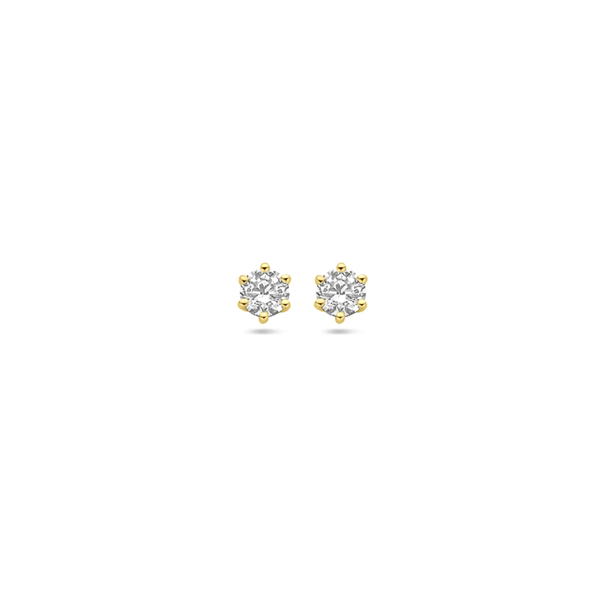 oorknoppen zirkonia 14K geelgoud