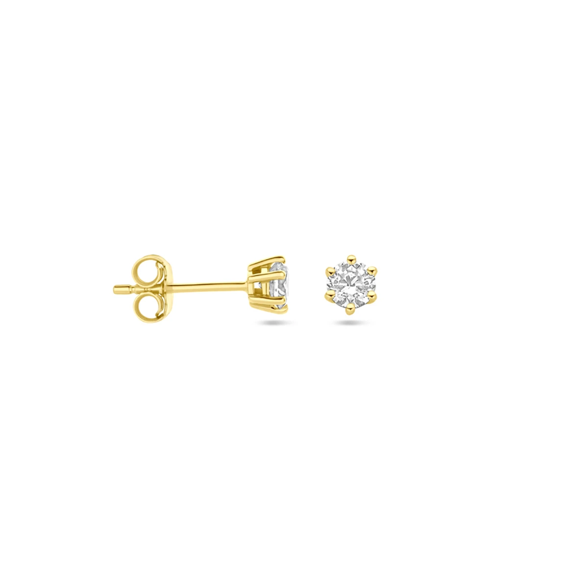 oorknoppen zirkonia 14K geelgoud