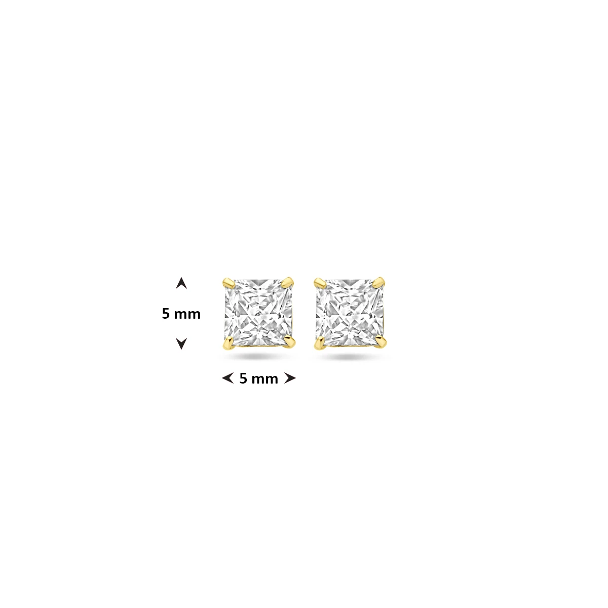 oorknoppen zirkonia 14K geelgoud