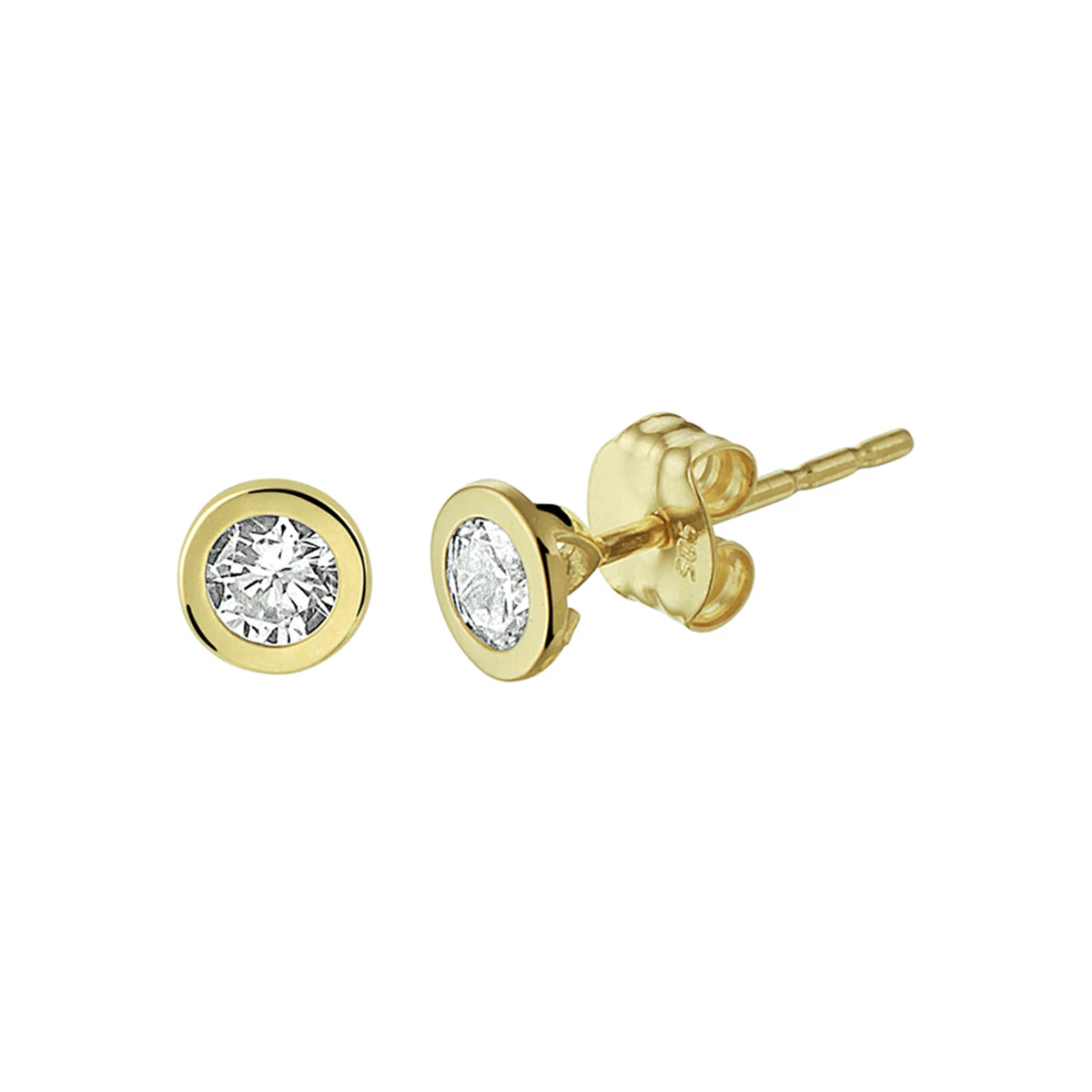 oorknoppen zirkonia 14K geelgoud
