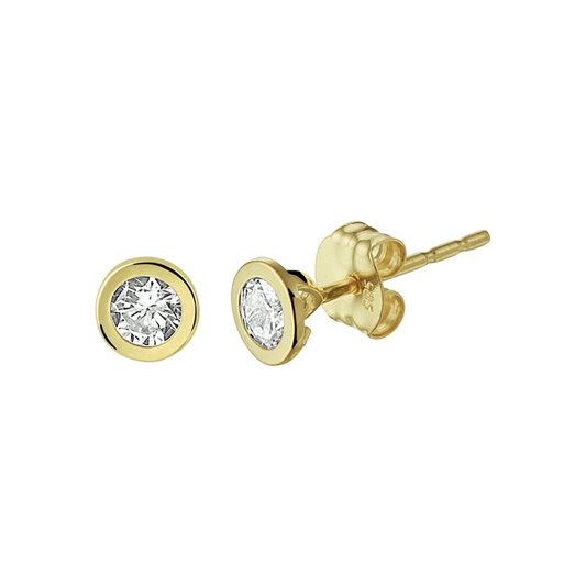 oorknoppen zirkonia 14K geelgoud
