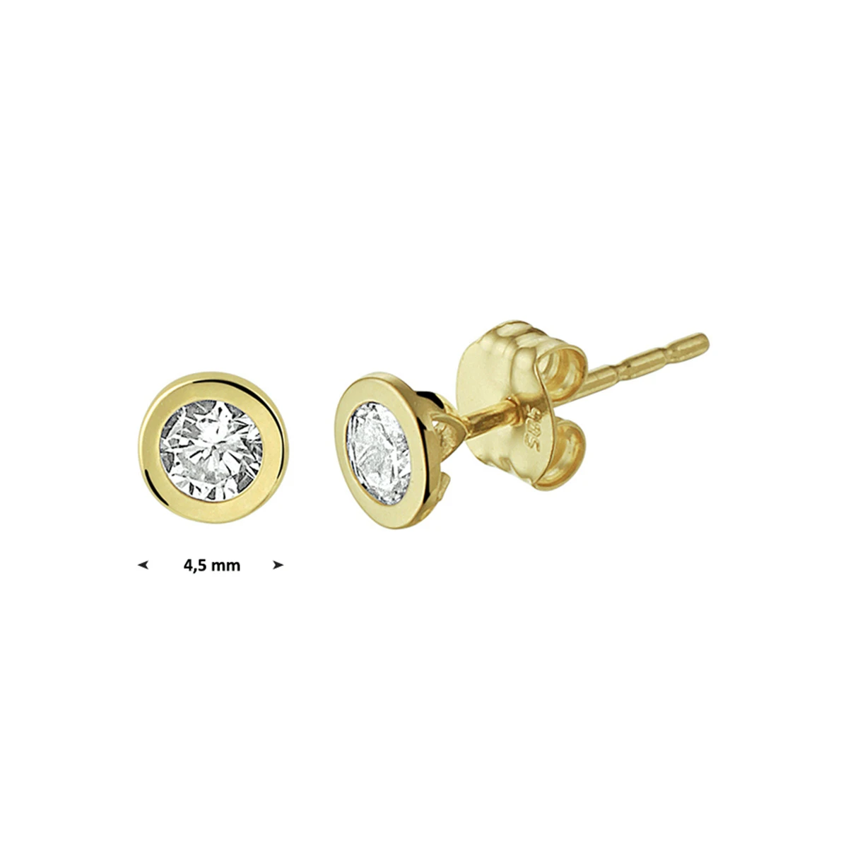 oorknoppen zirkonia 14K geelgoud