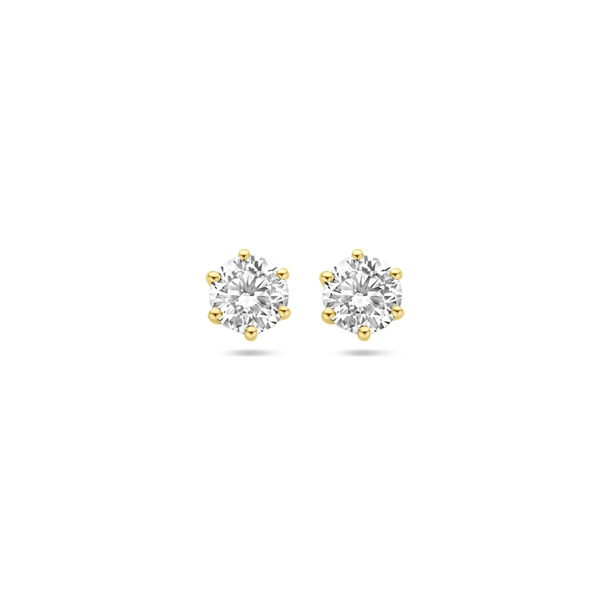 oorknoppen zirkonia 14K geelgoud