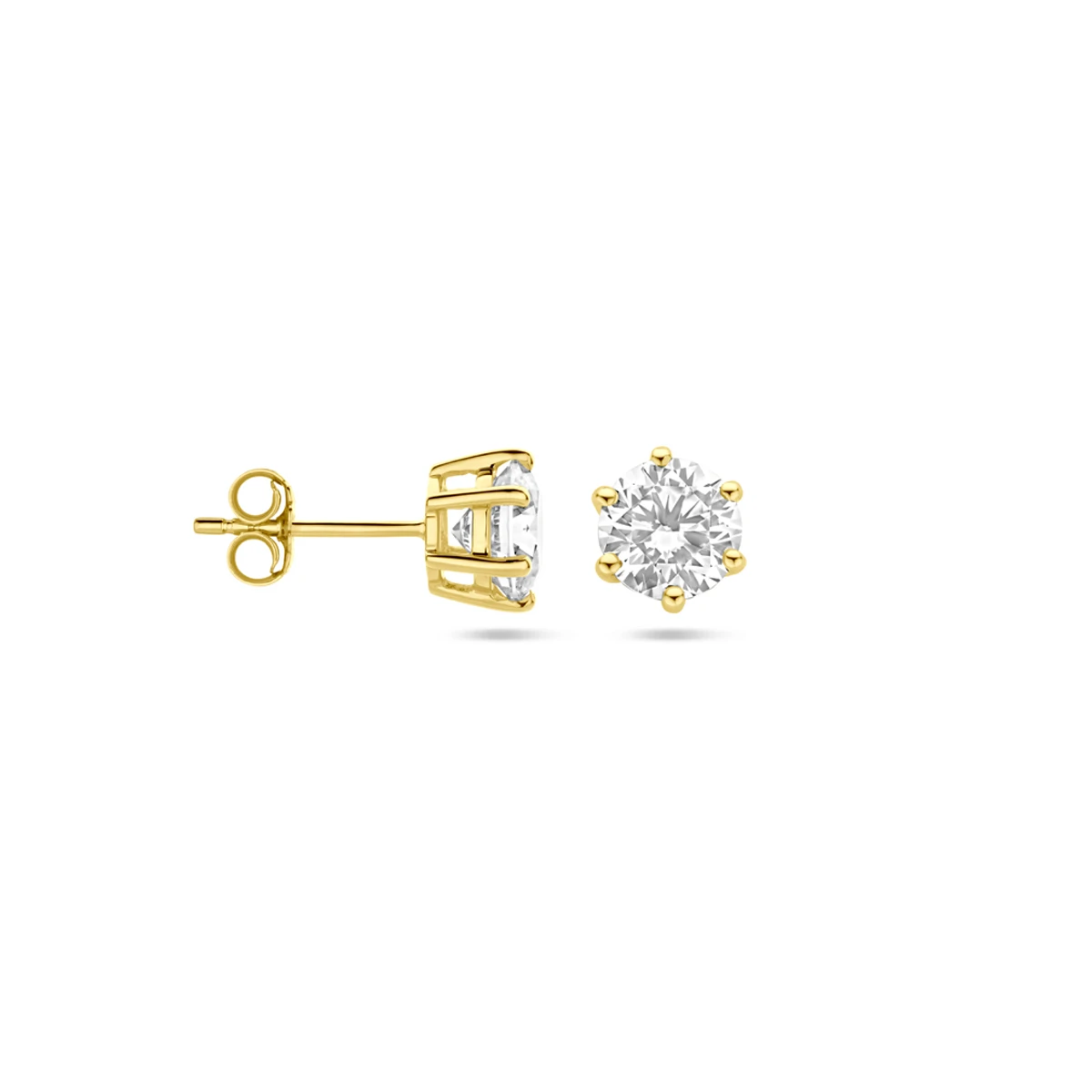 oorknoppen zirkonia 14K geelgoud