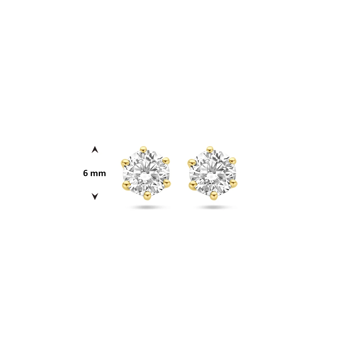 oorknoppen zirkonia 14K geelgoud