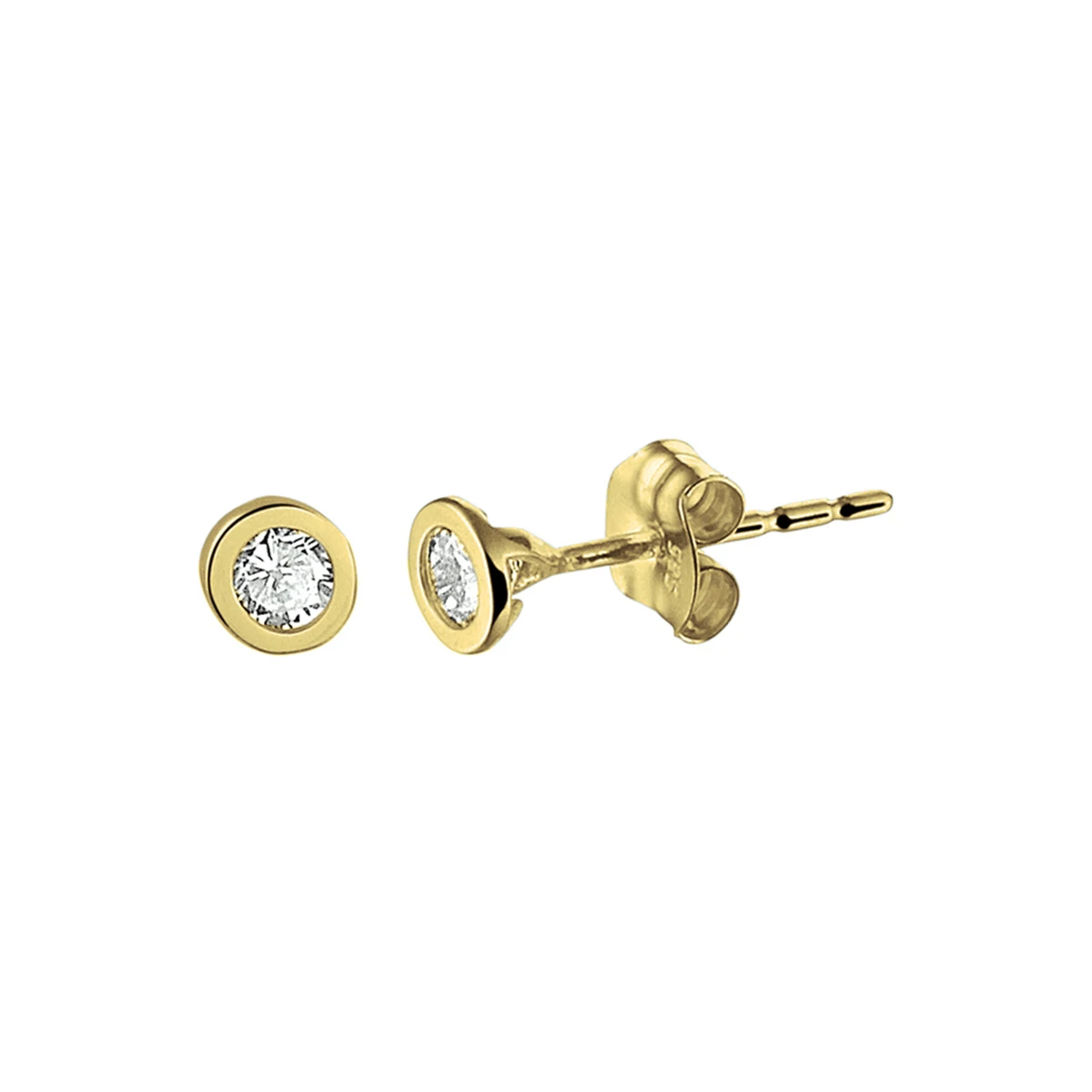 oorknoppen zirkonia 14K geelgoud