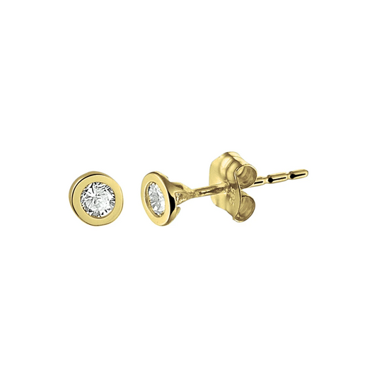 oorknoppen zirkonia 14K geelgoud