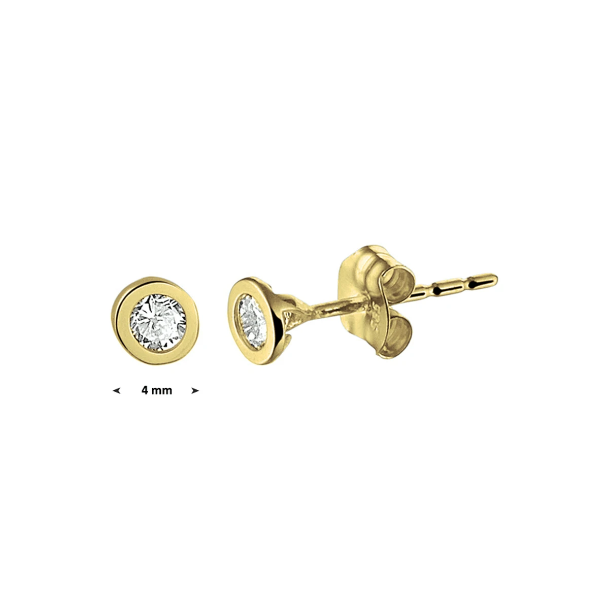 oorknoppen zirkonia 14K geelgoud