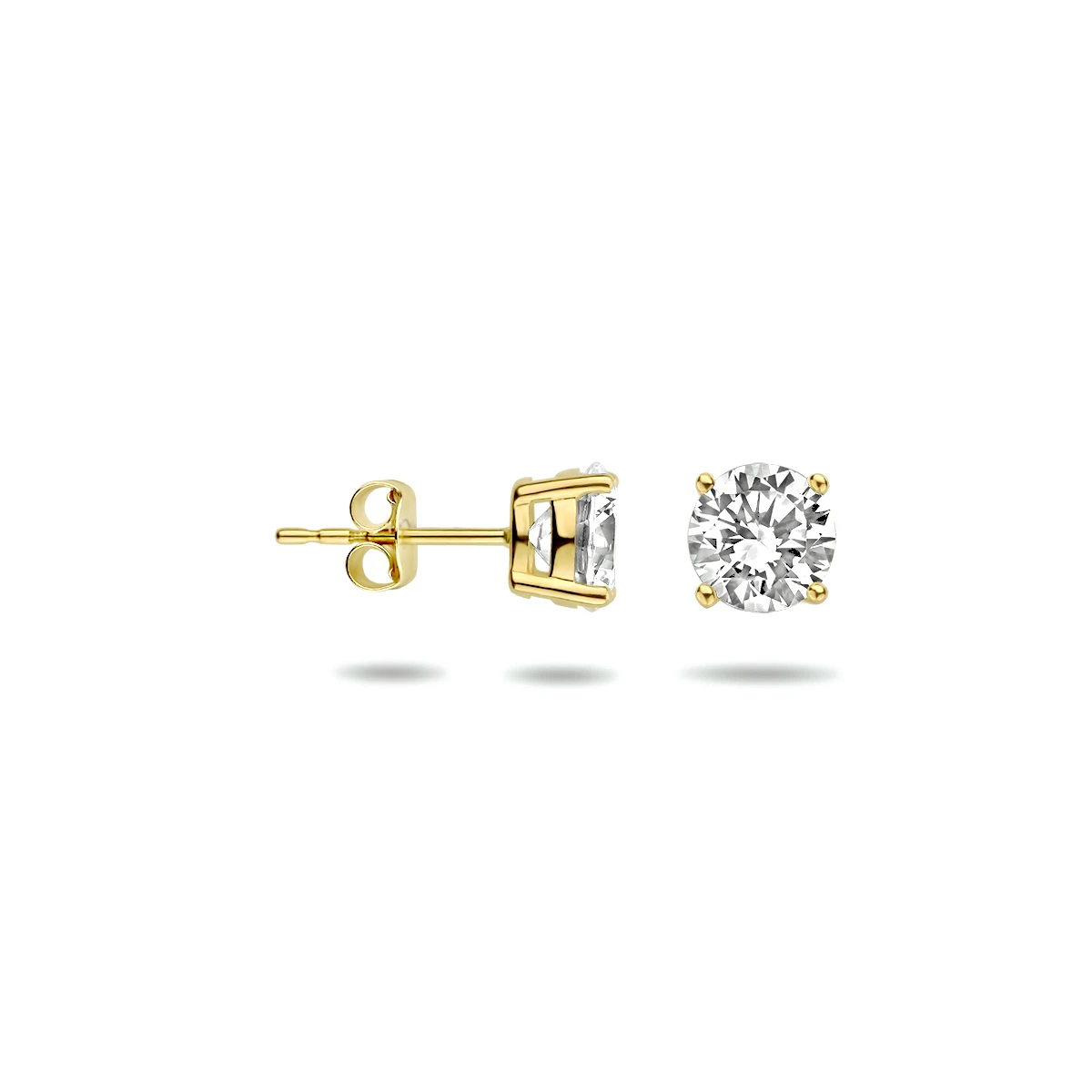 oorknoppen zirkonia 14K geelgoud