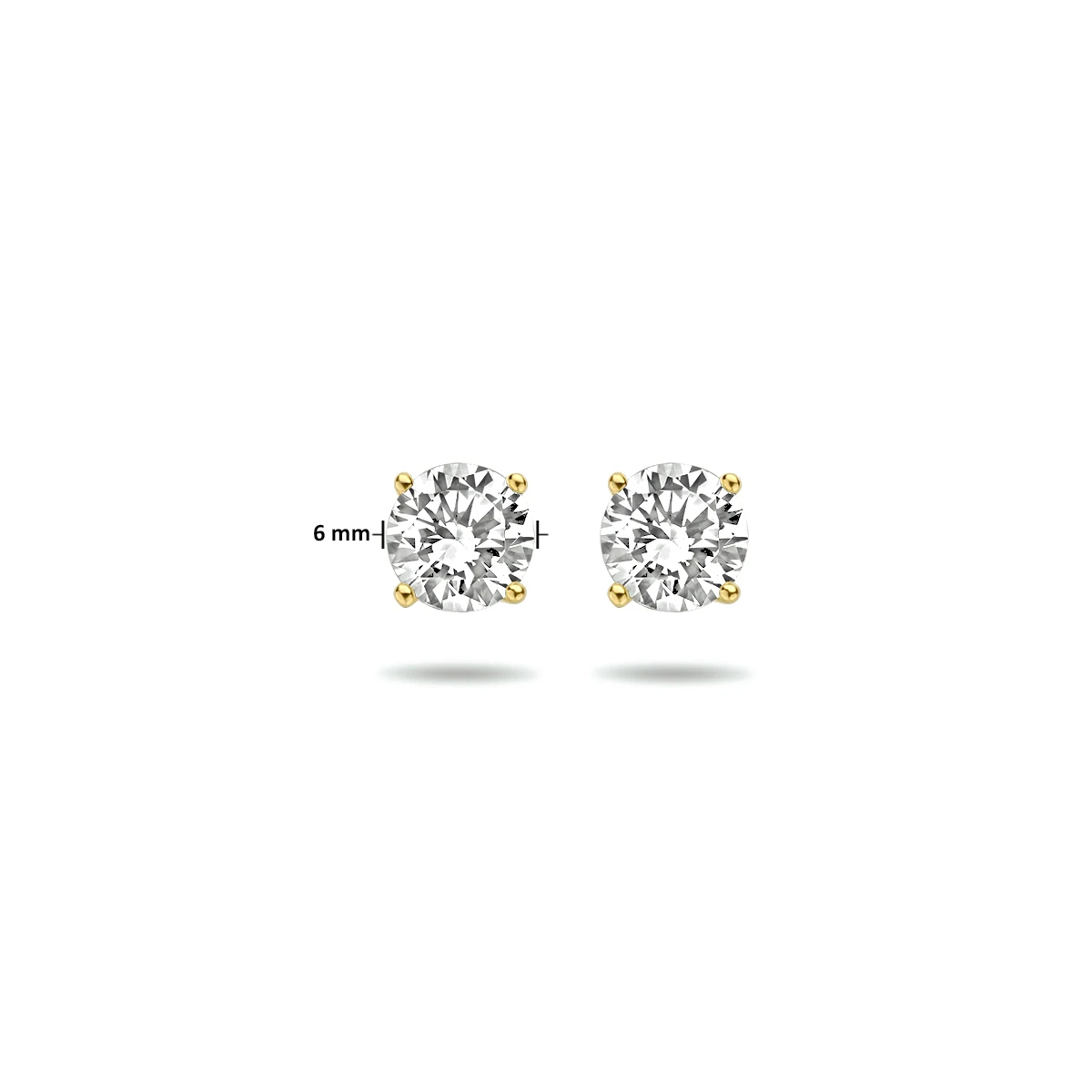 oorknoppen zirkonia 14K geelgoud