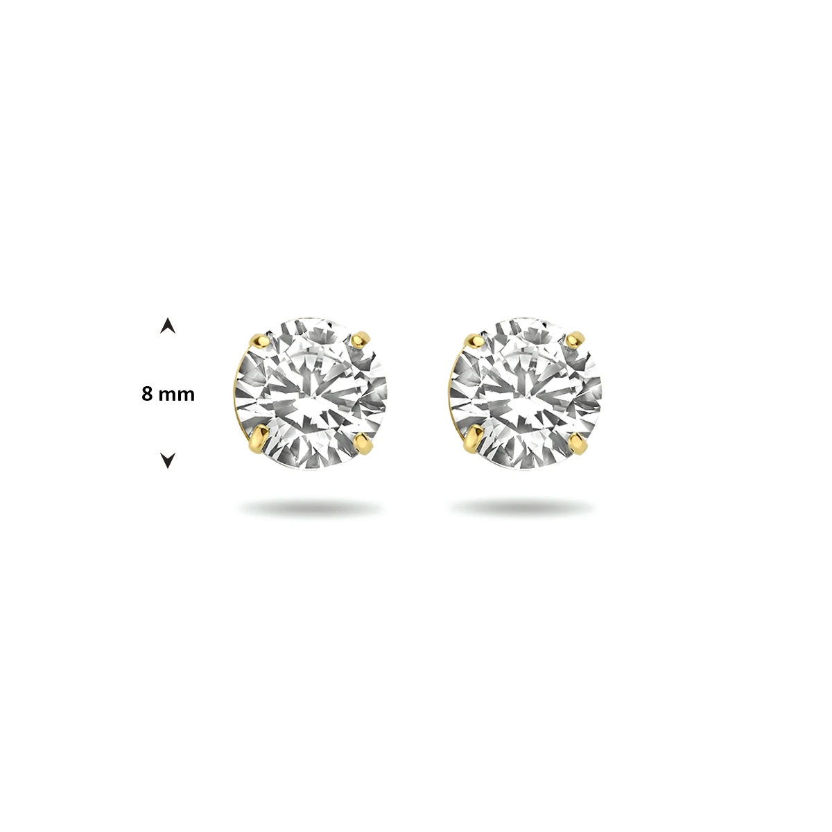 oorknoppen zirkonia 14K geelgoud