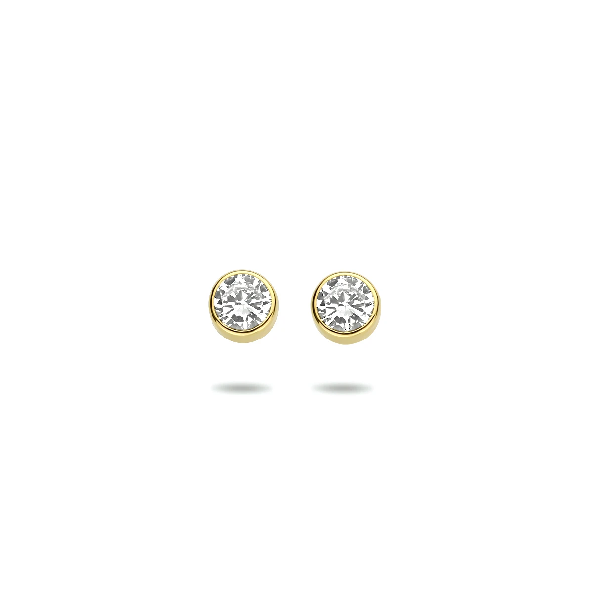 oorknoppen zirkonia 14K geelgoud