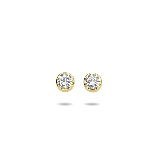 oorknoppen zirkonia 14K geelgoud