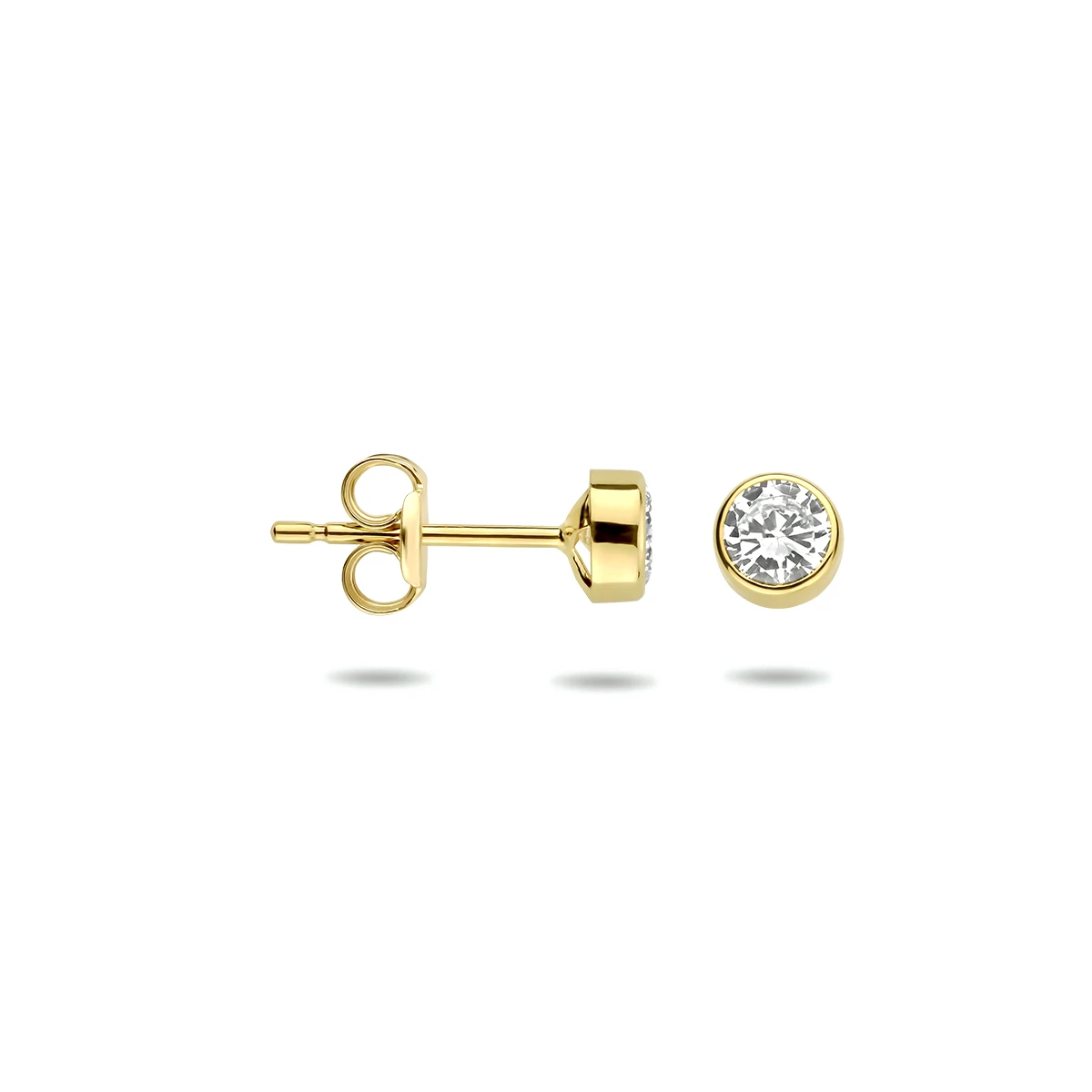 oorknoppen zirkonia 14K geelgoud