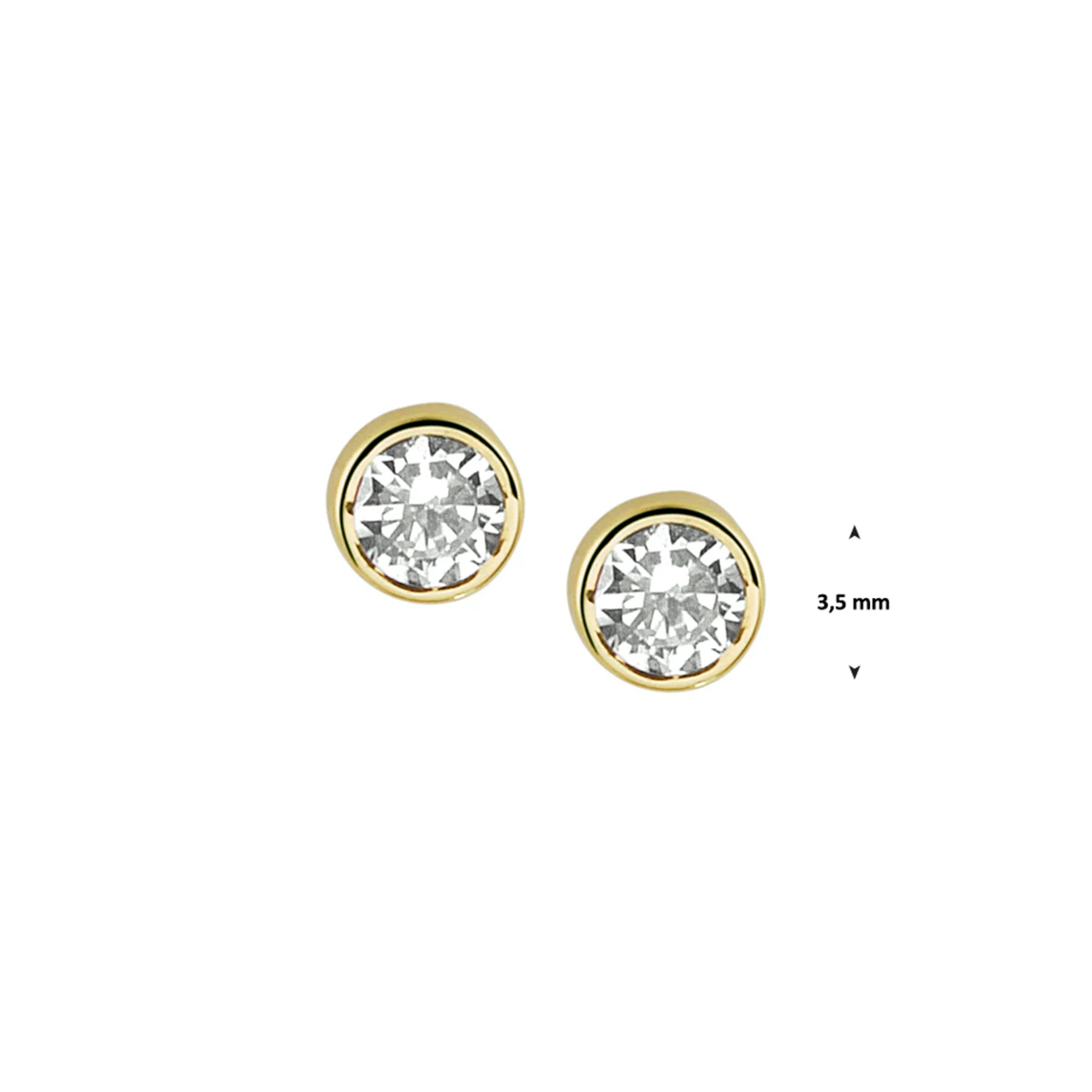 oorknoppen zirkonia 14K geelgoud
