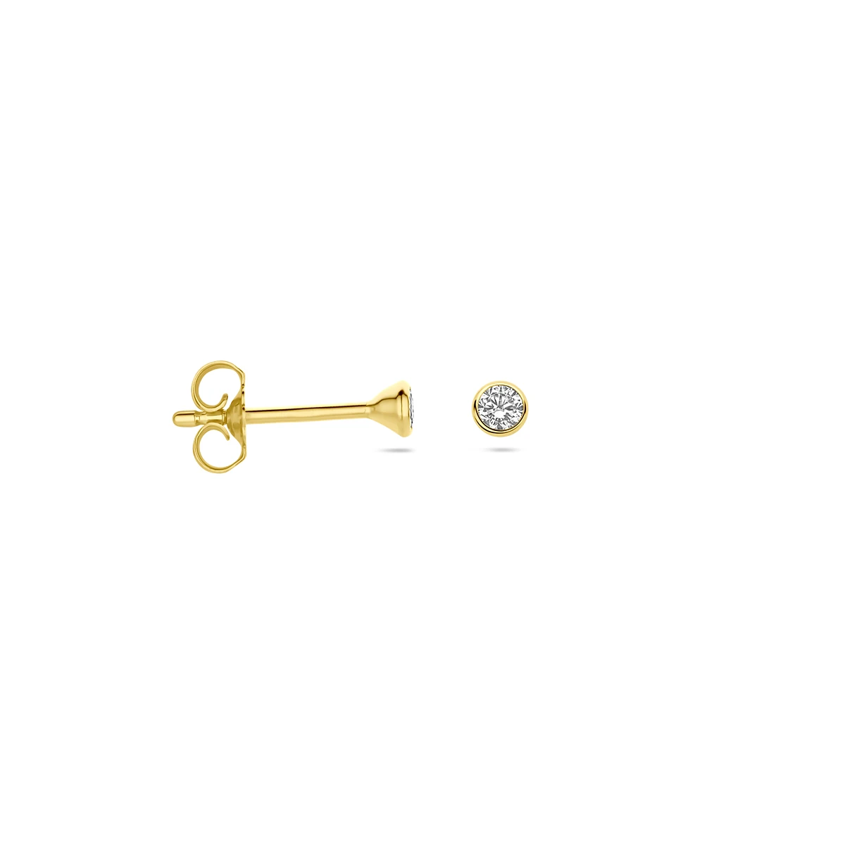 oorknoppen zirkonia 14K geelgoud