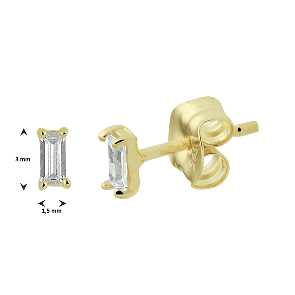 oorknoppen zirkonia 14K geelgoud