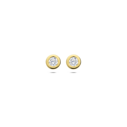 oorknoppen zirkonia 14K geelgoud