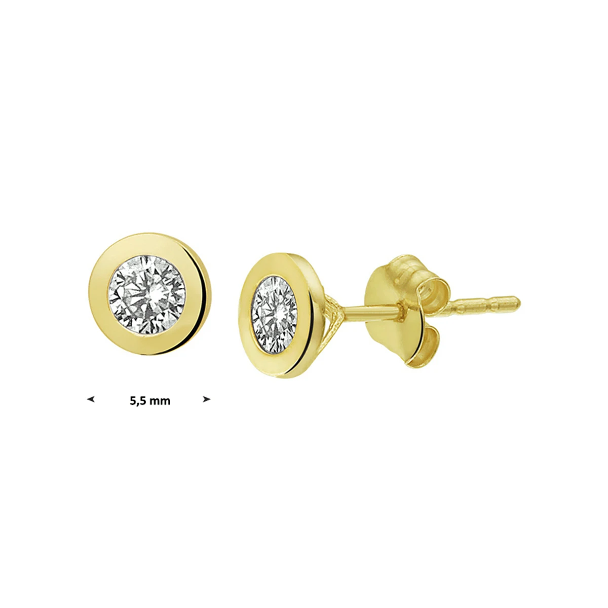 oorknoppen zirkonia 14K geelgoud