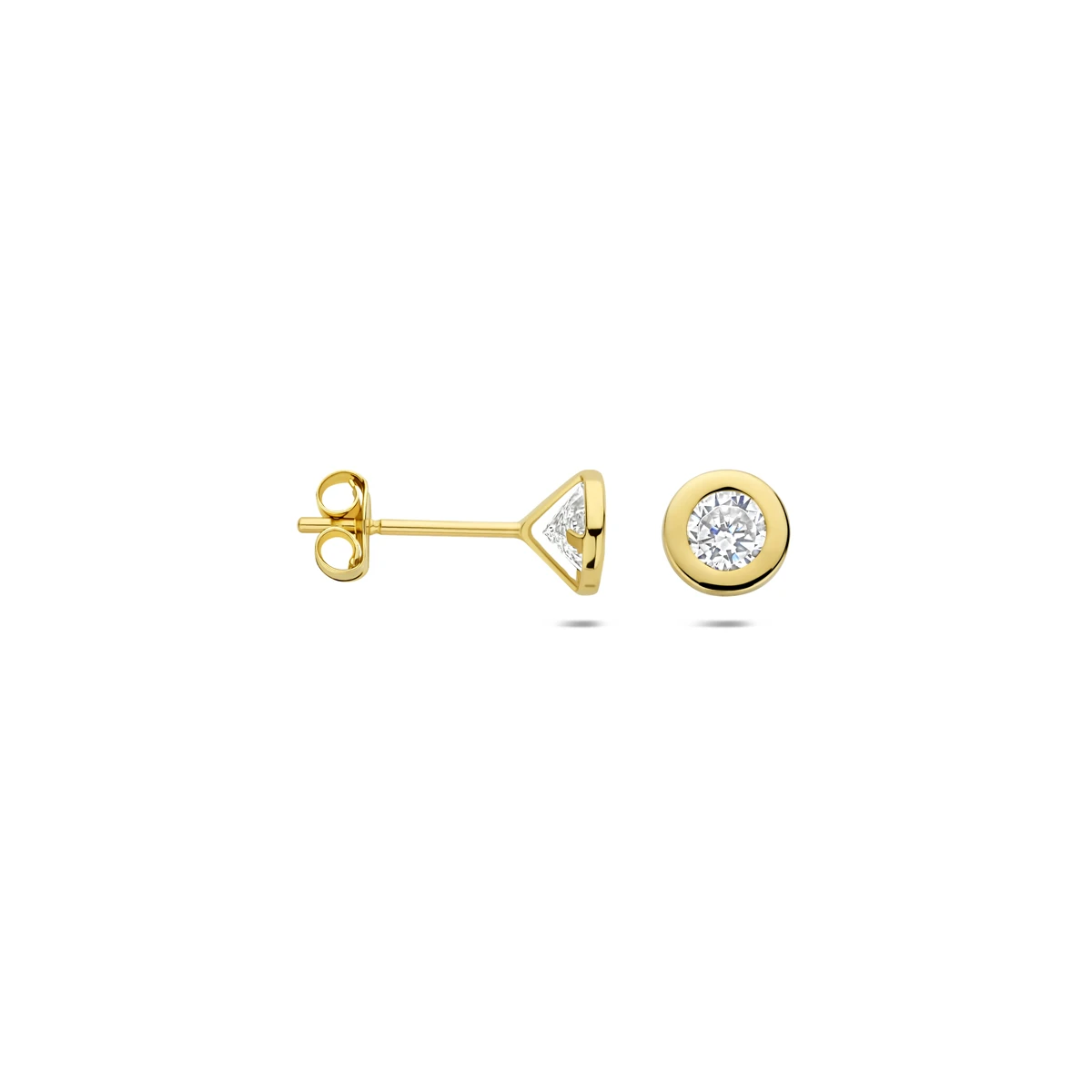 oorknoppen zirkonia 14K geelgoud