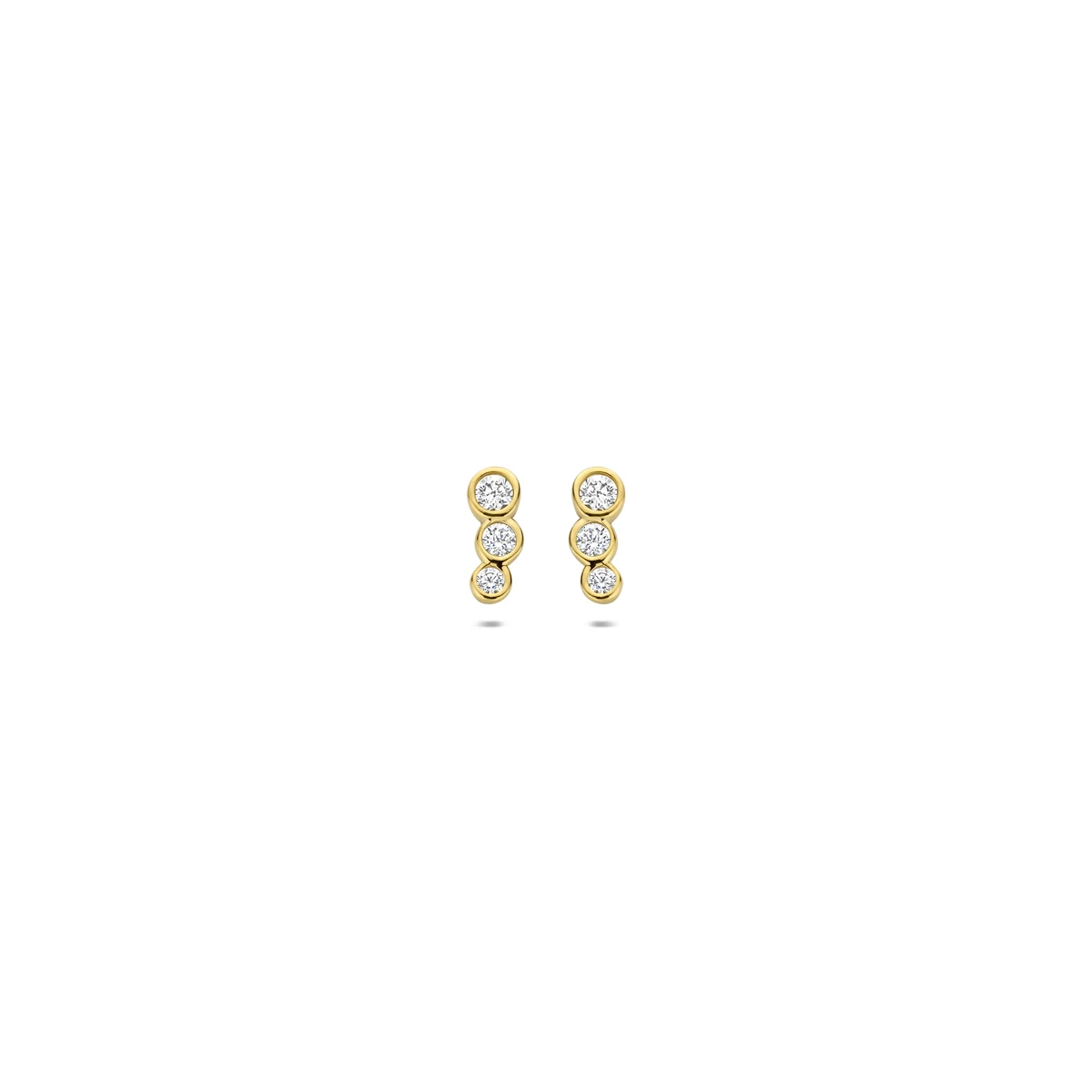 oorknoppen zirkonia 14K geelgoud