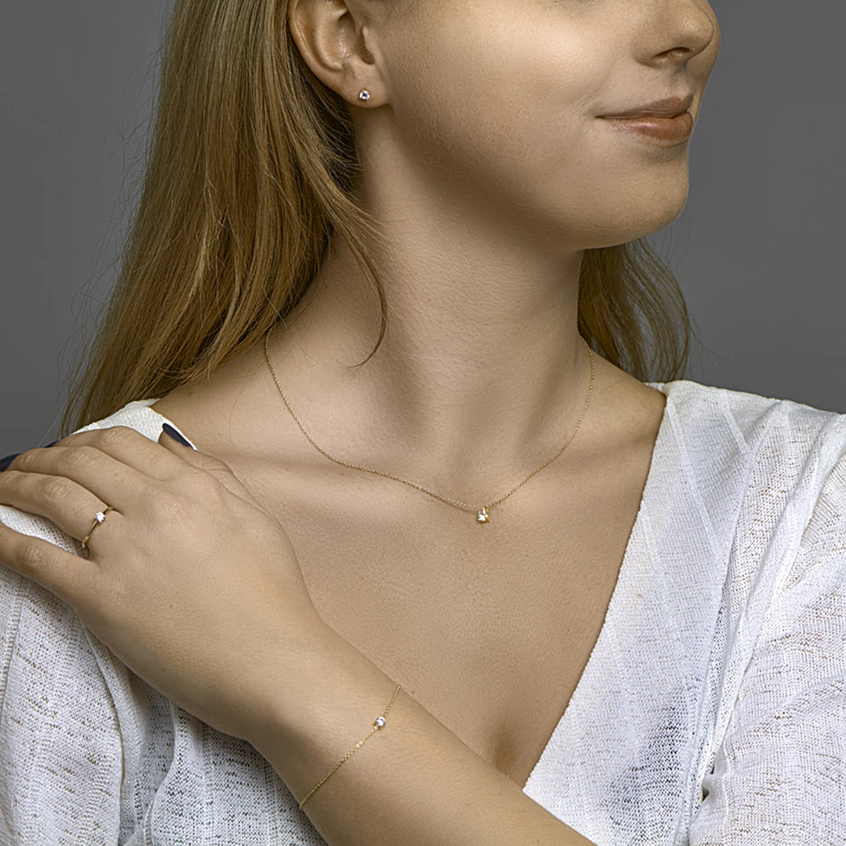 oorknoppen zirkonia 14K geelgoud