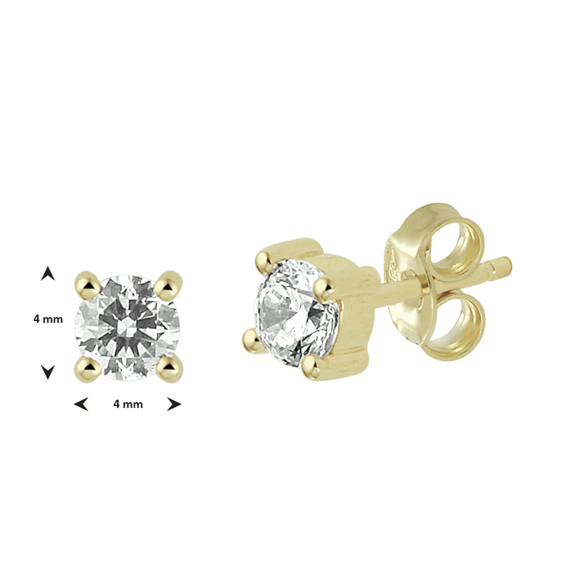 oorknoppen zirkonia 14K geelgoud