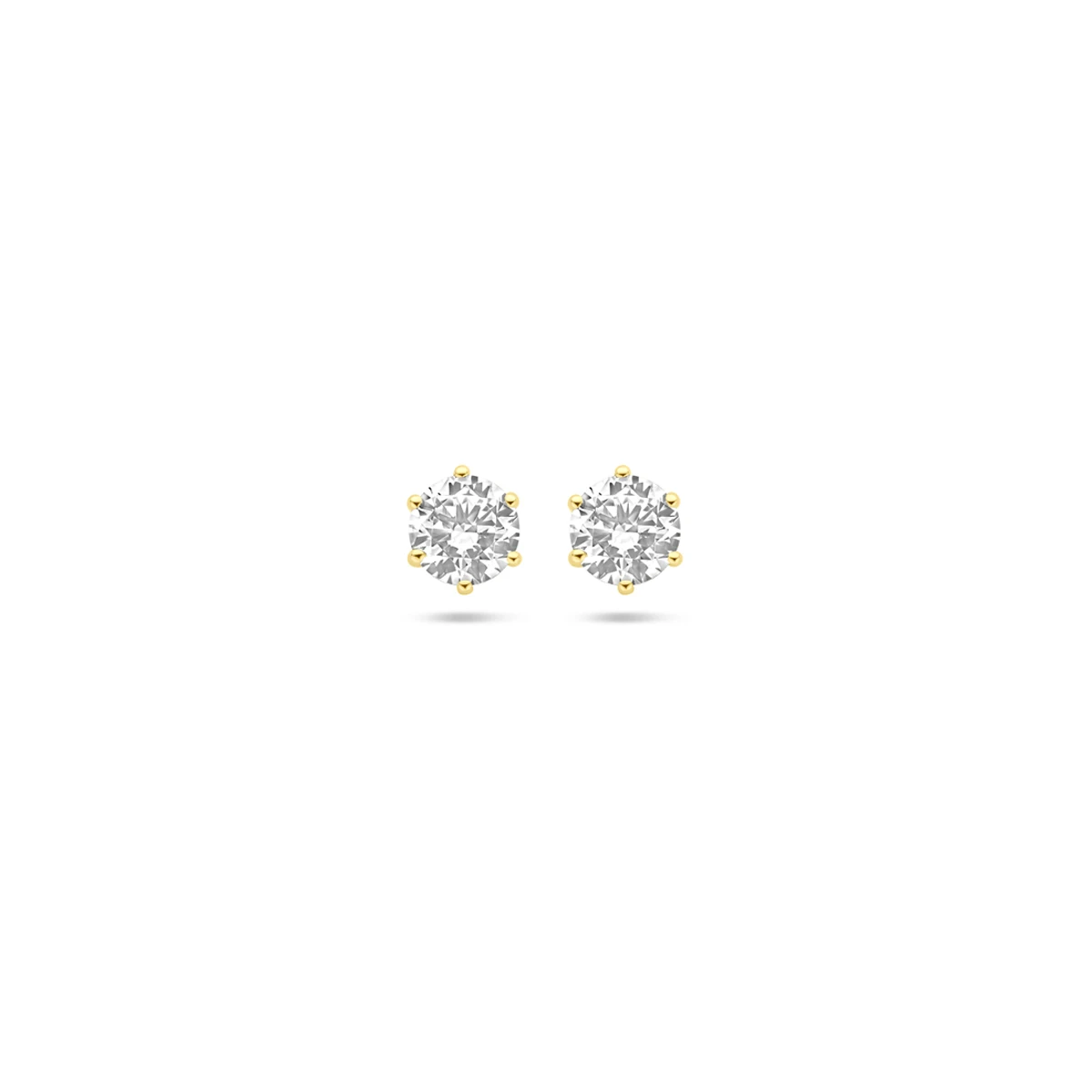 oorknoppen zirkonia 14K geelgoud