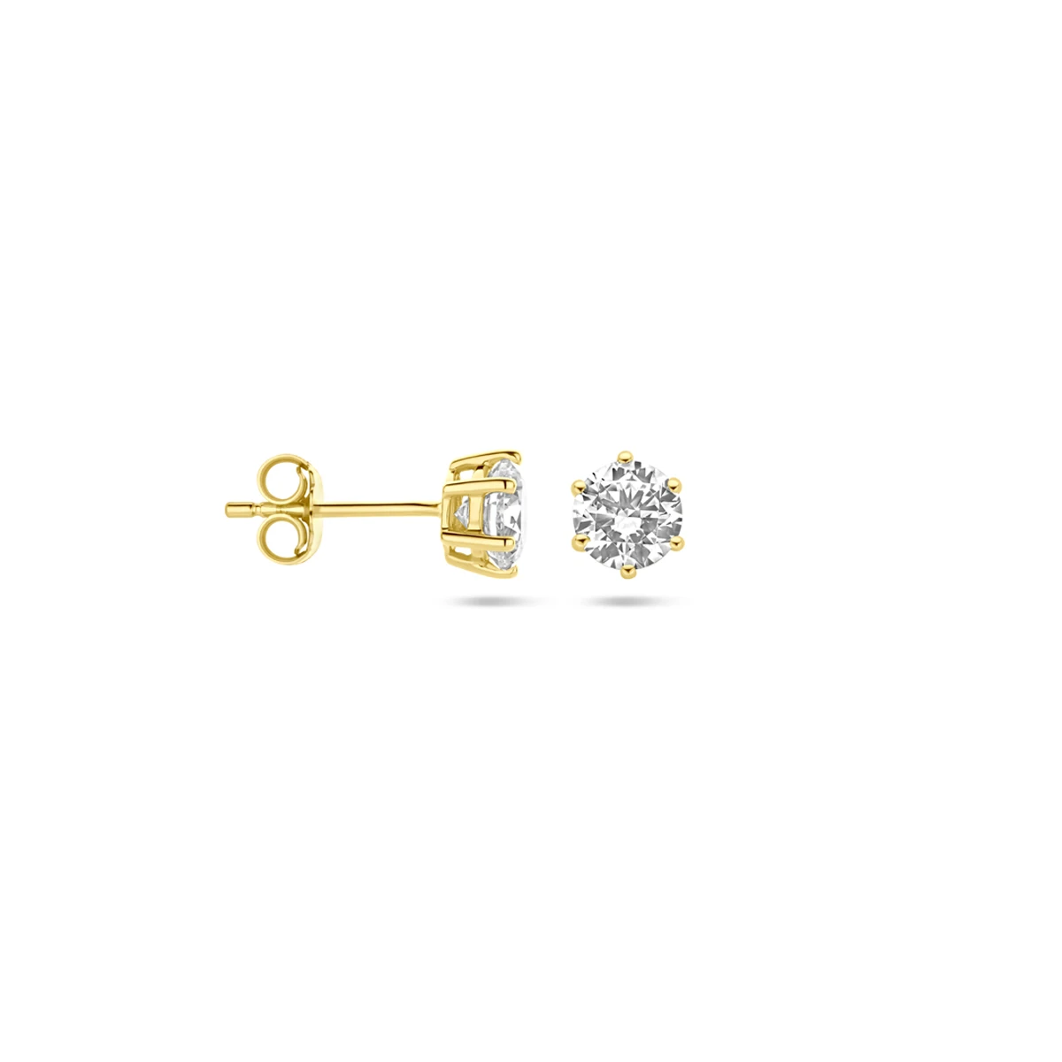 oorknoppen zirkonia 14K geelgoud