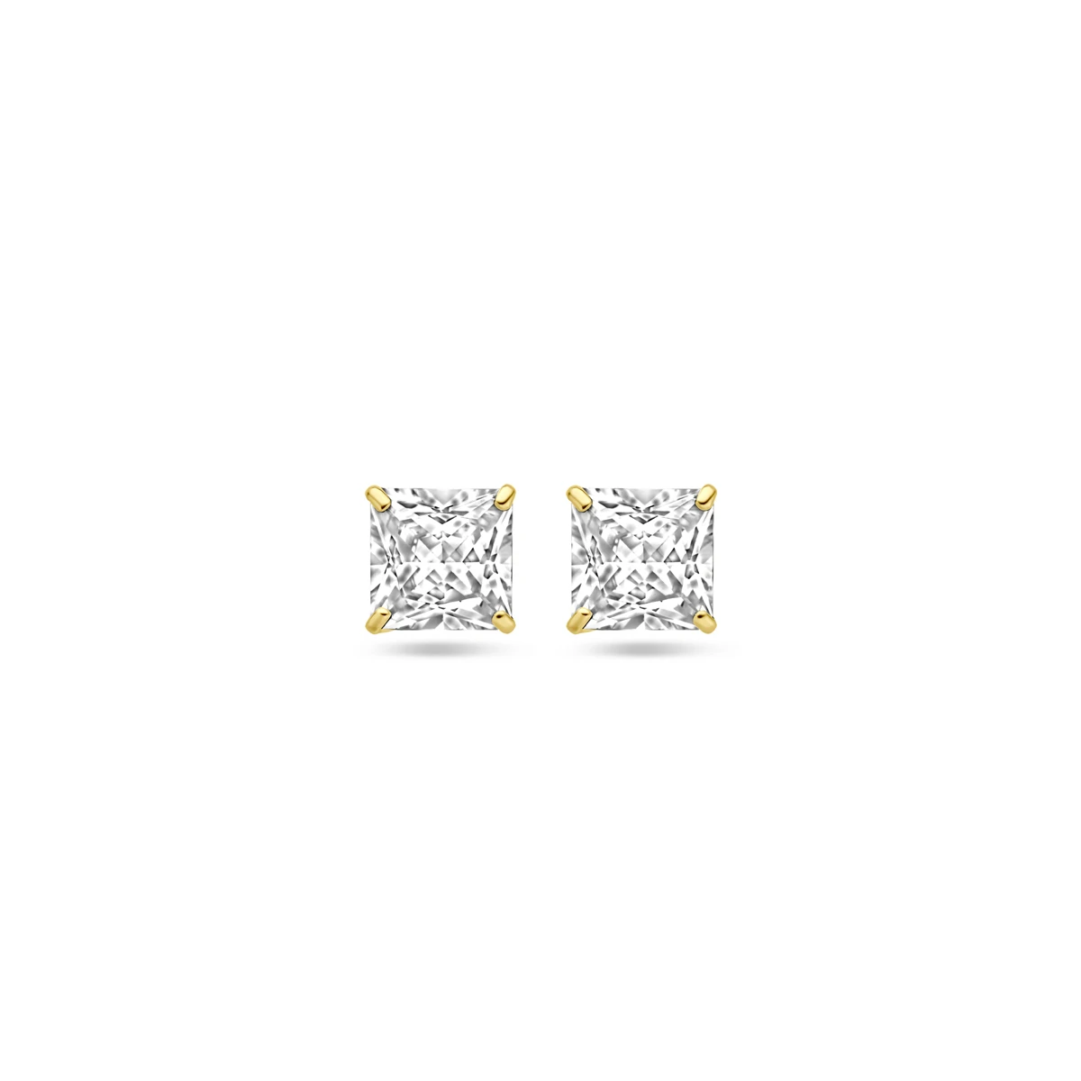 oorknoppen zirkonia 14K geelgoud
