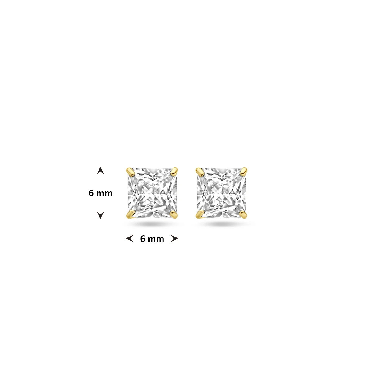 oorknoppen zirkonia 14K geelgoud