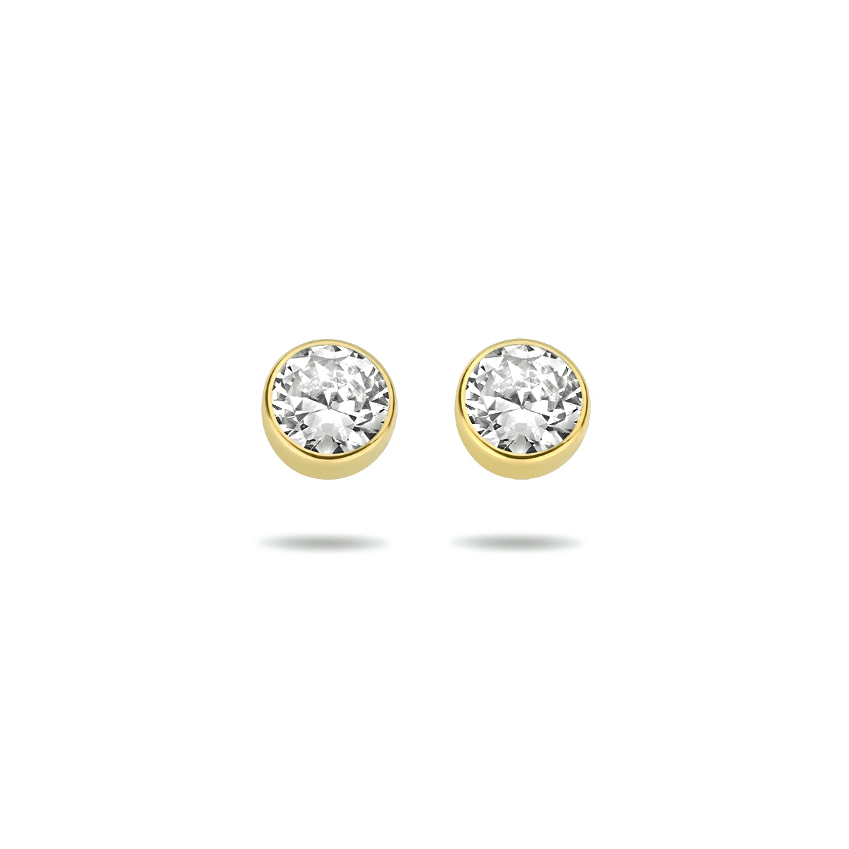 oorknoppen zirkonia 14K geelgoud