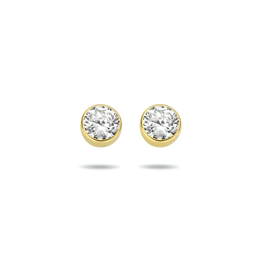 oorknoppen zirkonia 14K geelgoud