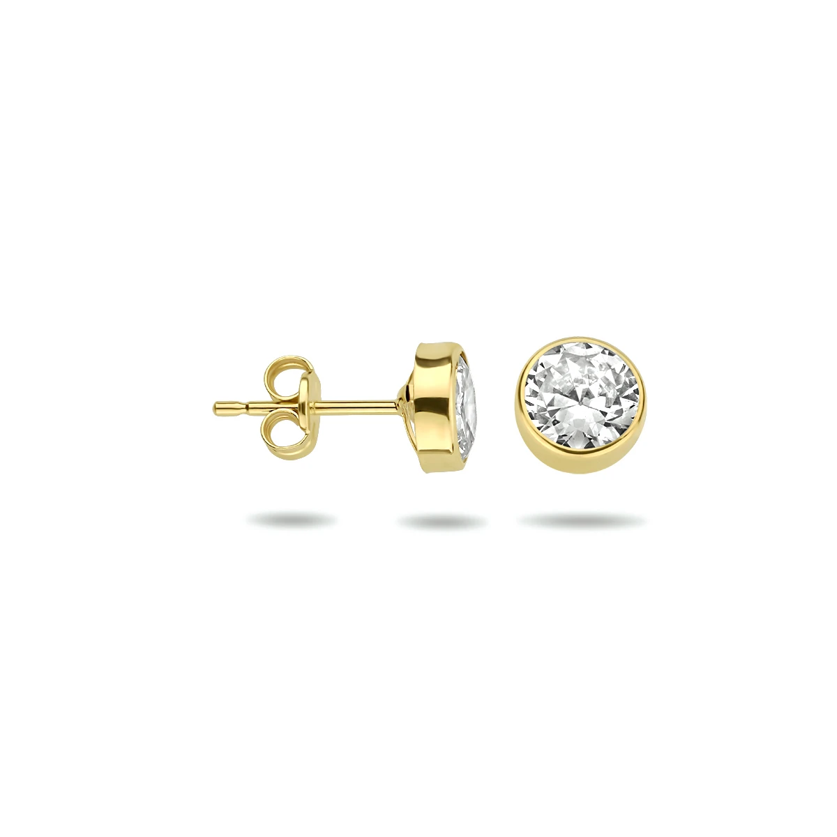 oorknoppen zirkonia 14K geelgoud