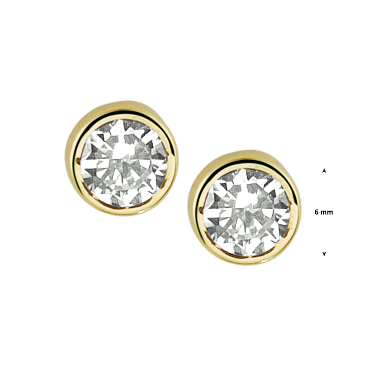 oorknoppen zirkonia 14K geelgoud