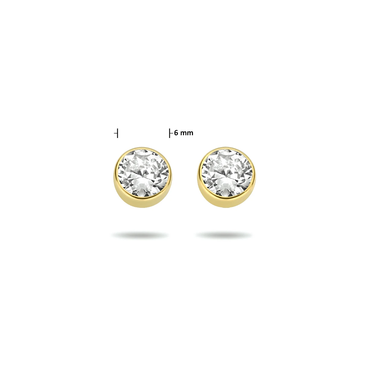 oorknoppen zirkonia 14K geelgoud