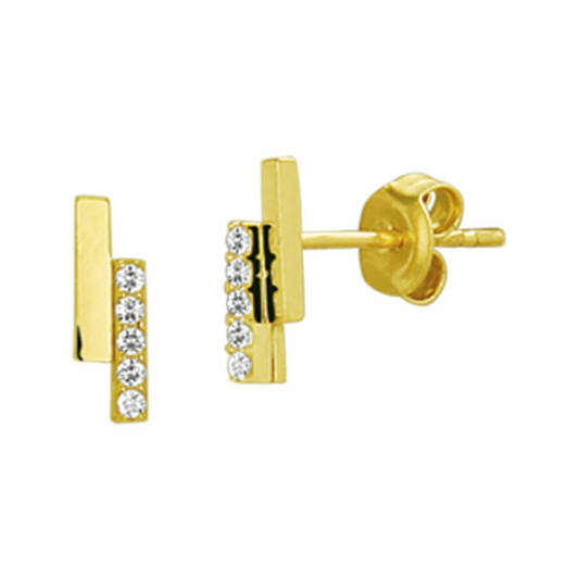 oorknoppen zirkonia 8 mm 14K geelgoud
