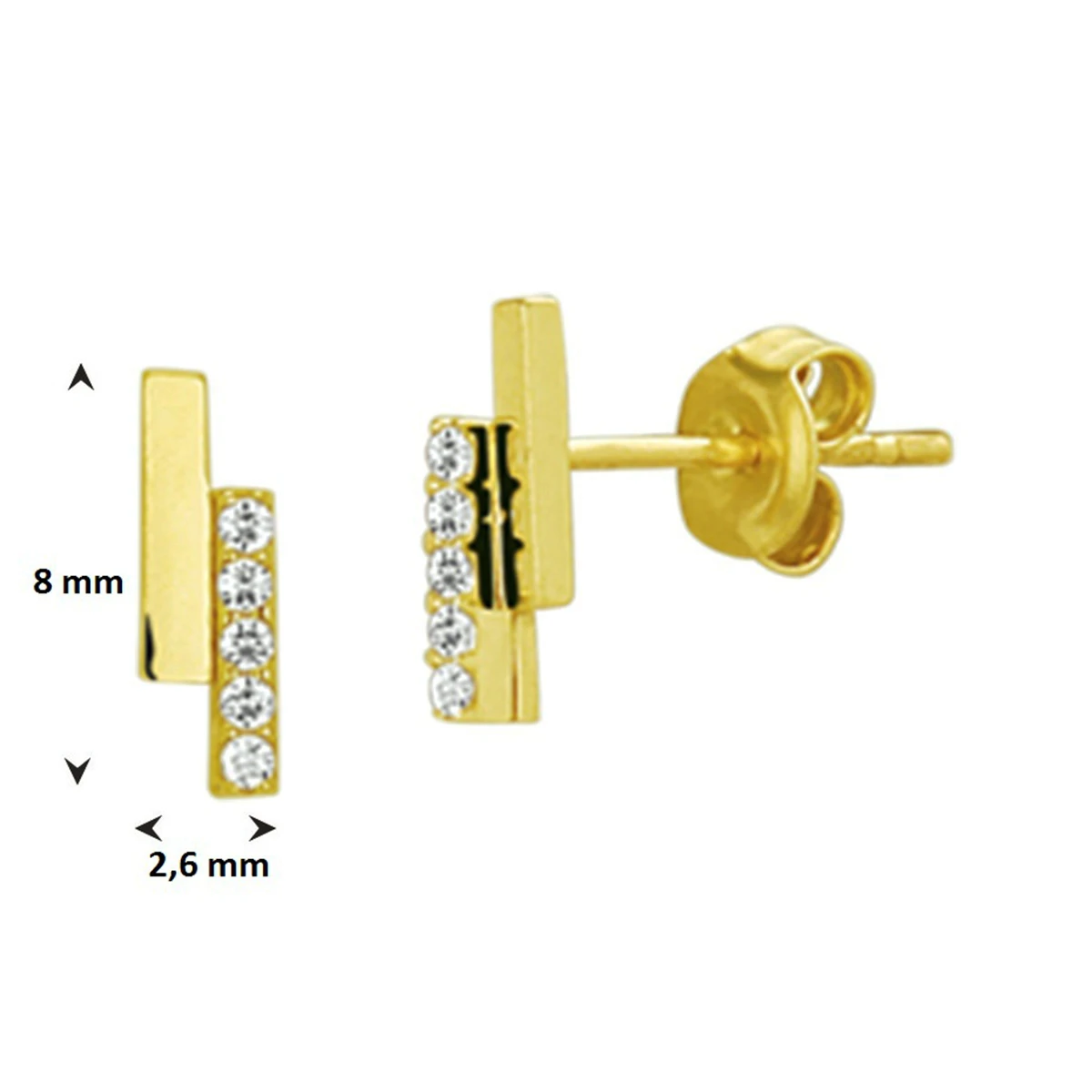 oorknoppen zirkonia 14K geelgoud