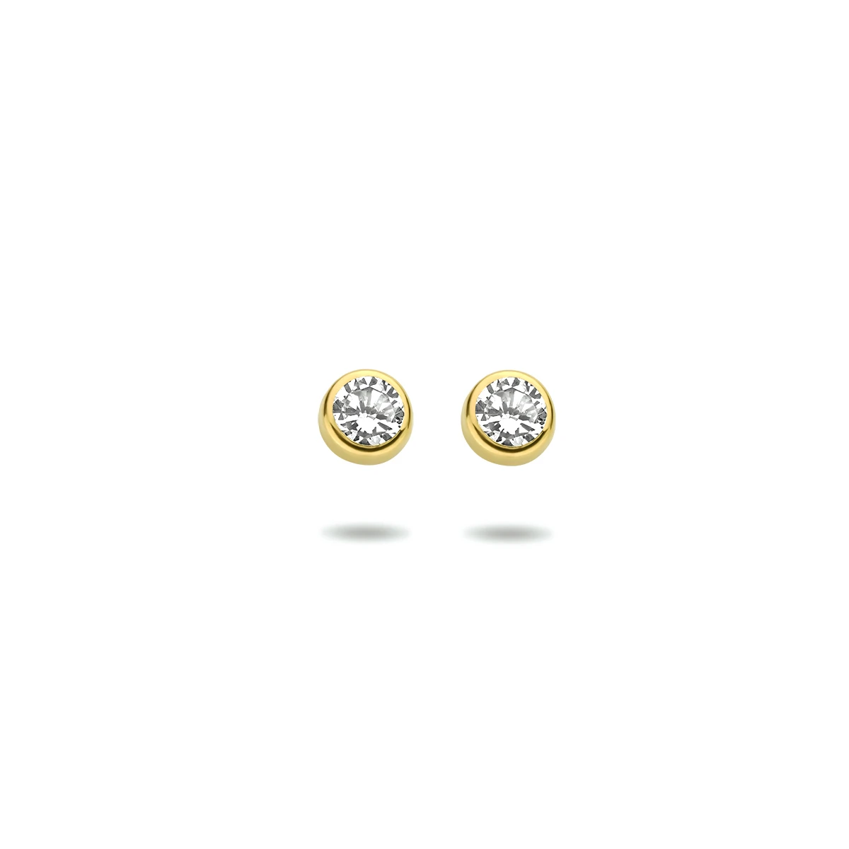 oorknoppen zirkonia 14K geelgoud