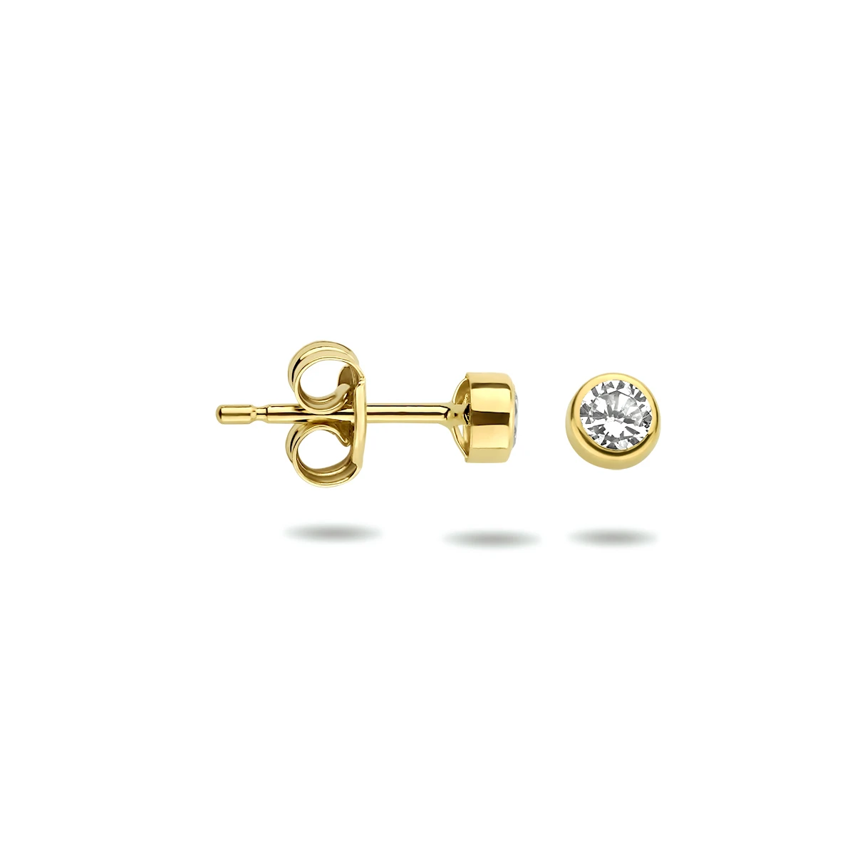 oorknoppen zirkonia 14K geelgoud