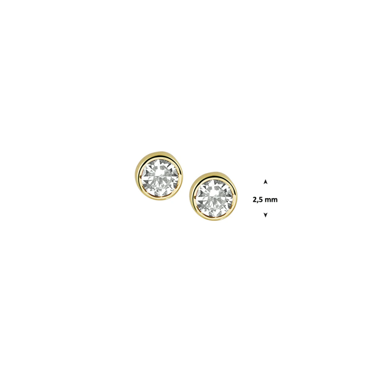 oorknoppen zirkonia 14K geelgoud