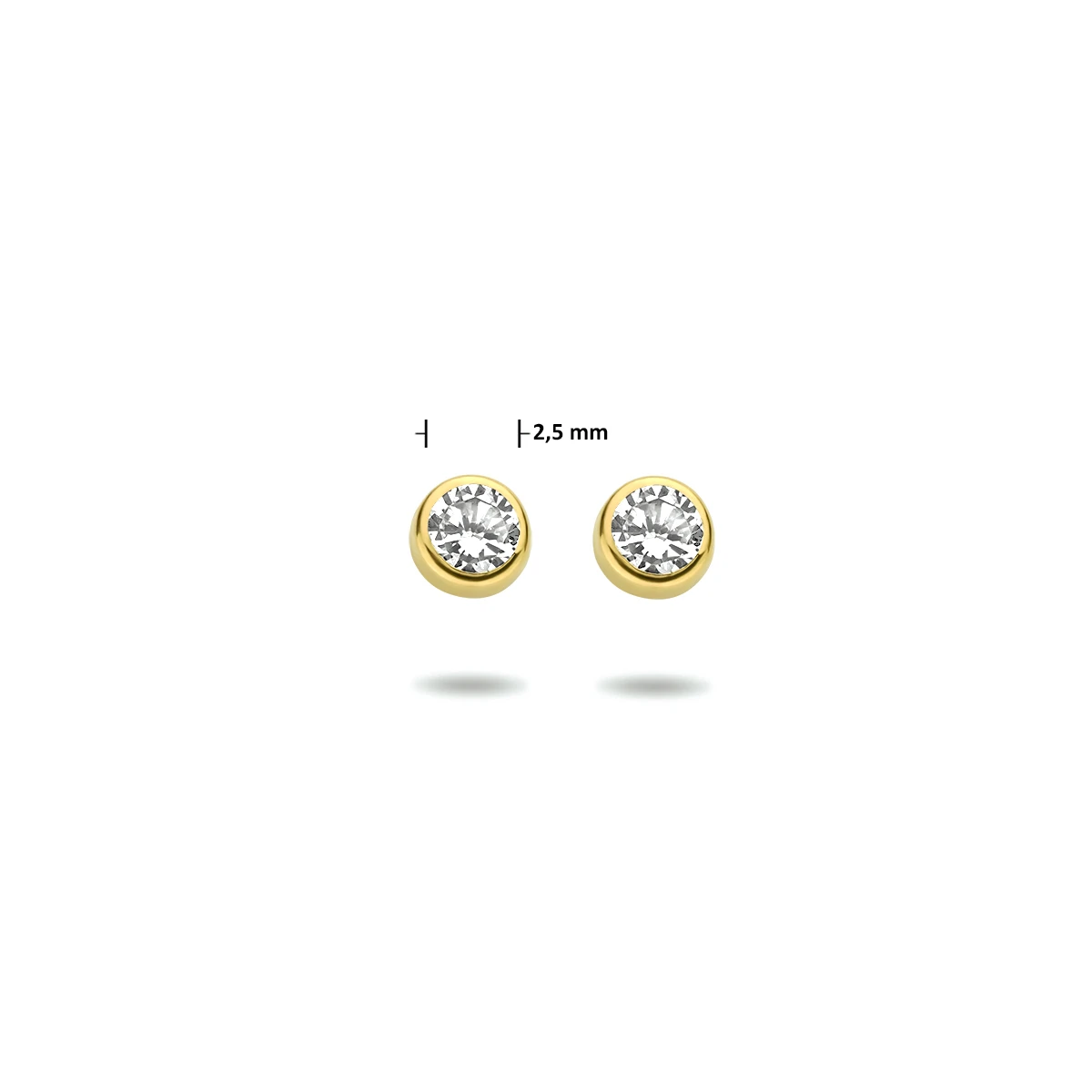 oorknoppen zirkonia 14K geelgoud