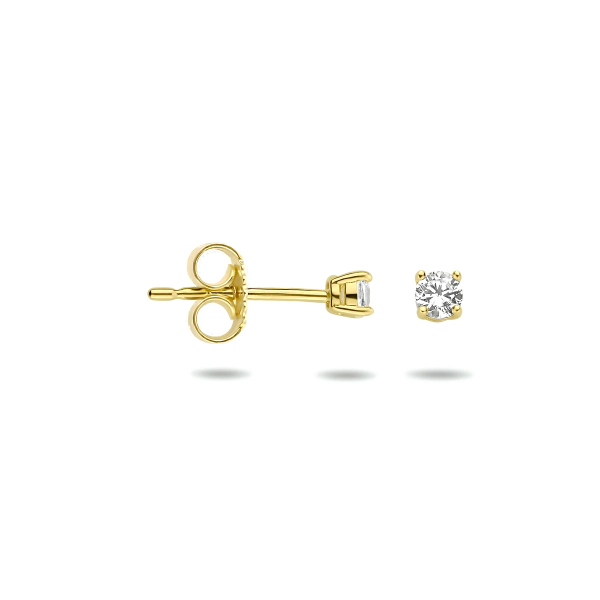 oorknoppen zirkonia 14K geelgoud