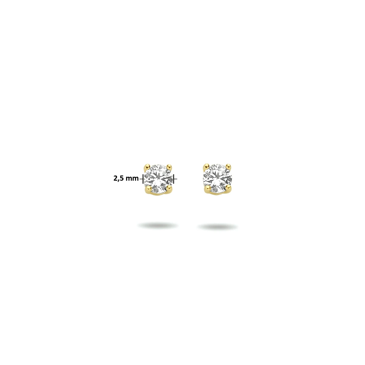 oorknoppen zirkonia 14K geelgoud