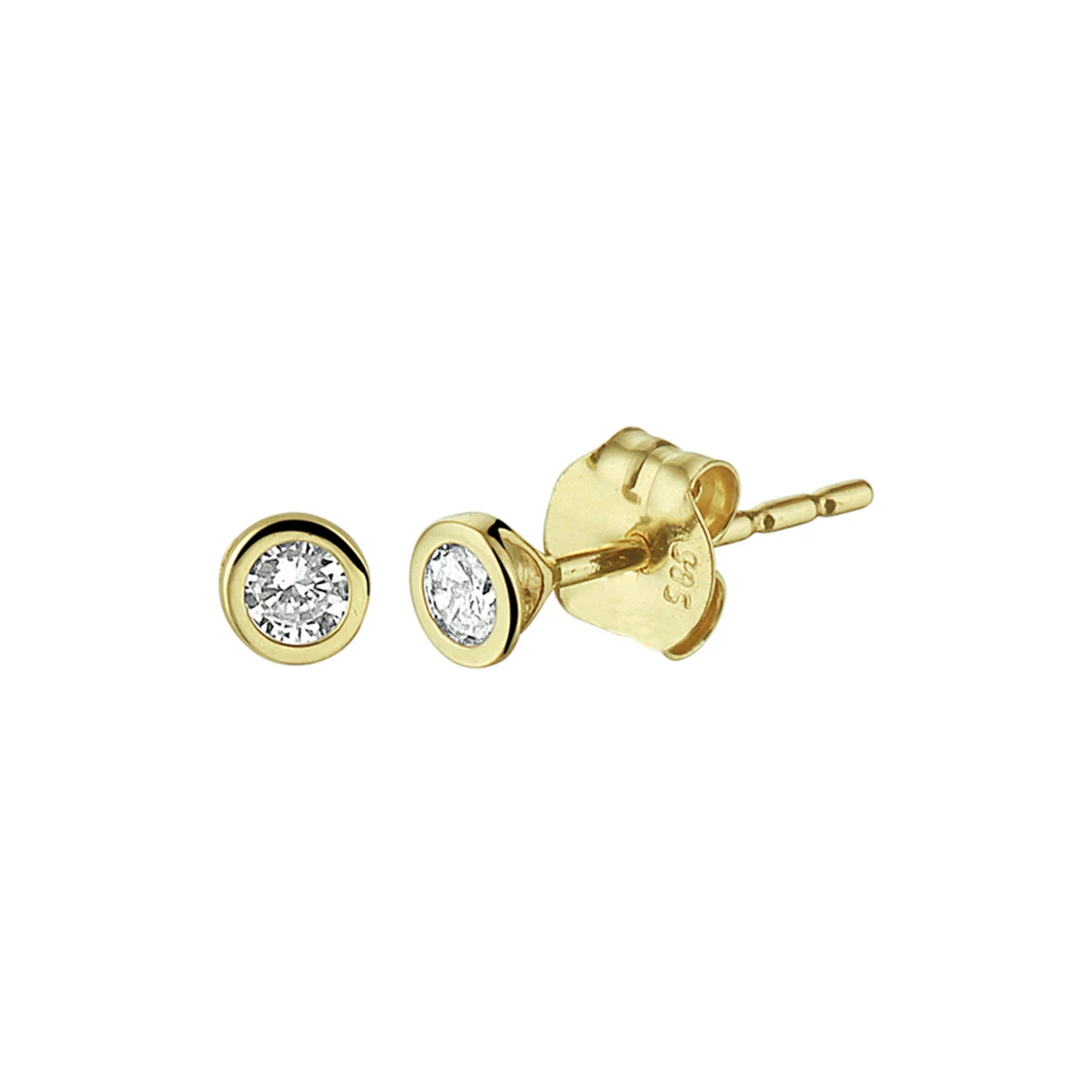 oorknoppen zirkonia 14K geelgoud