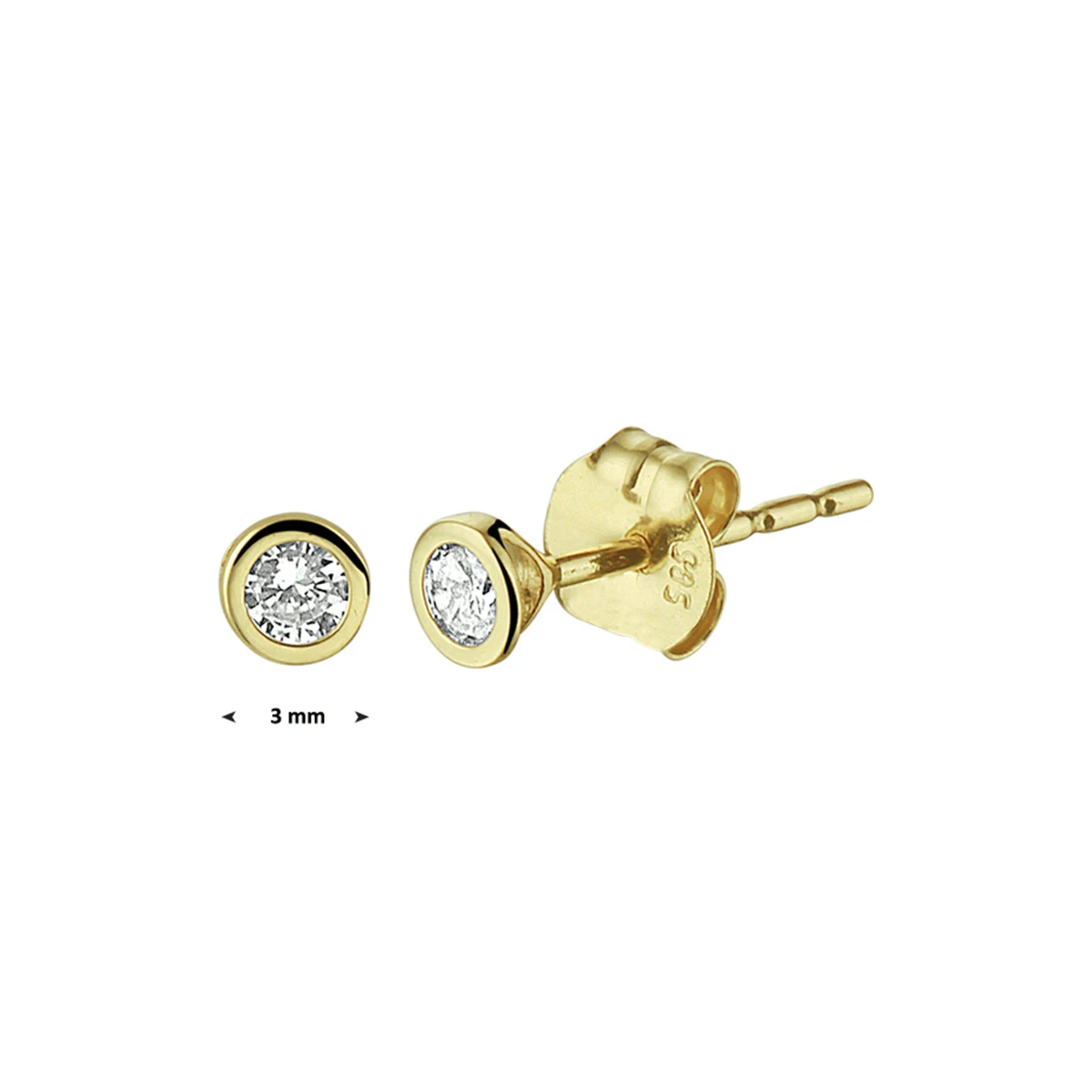 oorknoppen zirkonia 14K geelgoud