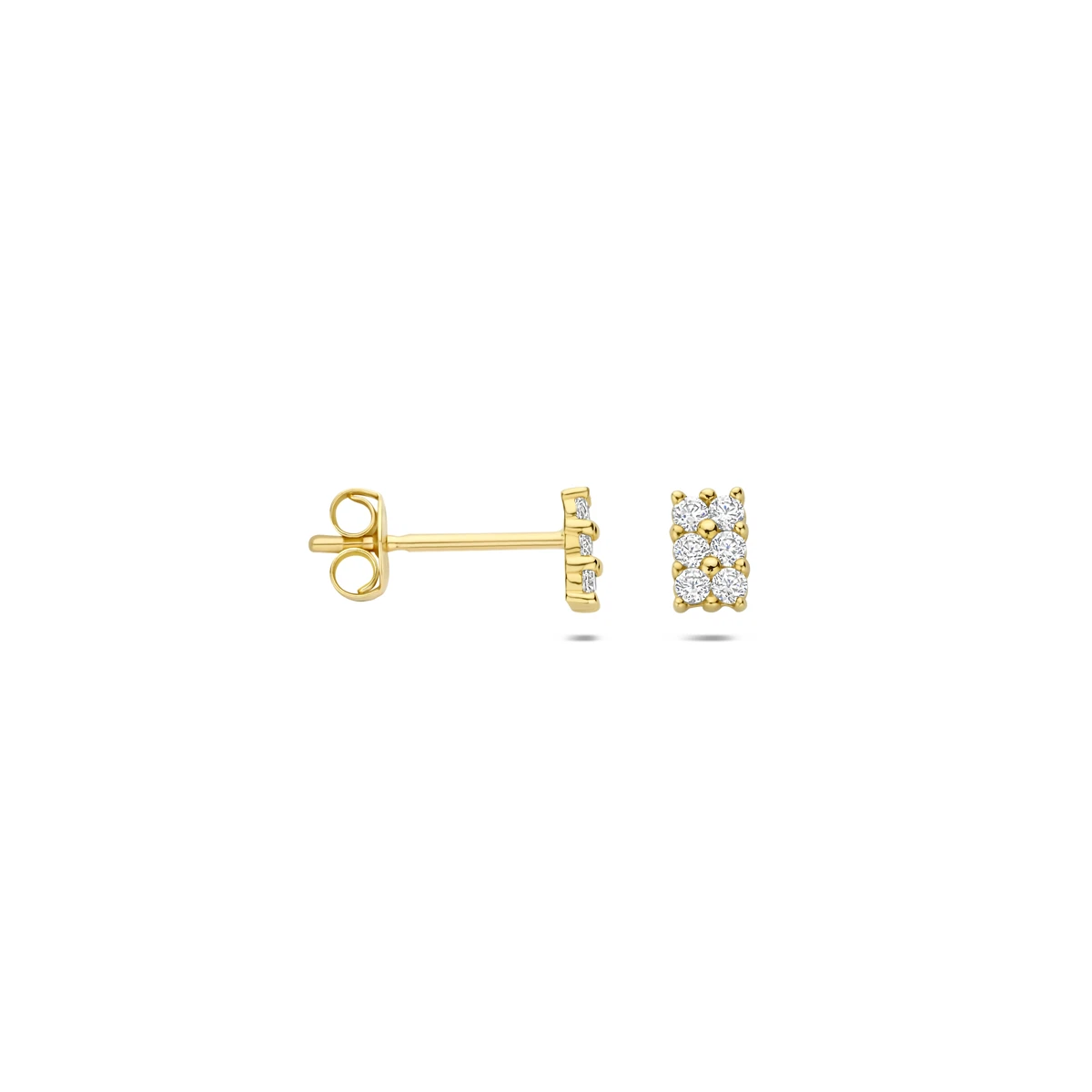 oorknoppen zirkonia 14K geelgoud