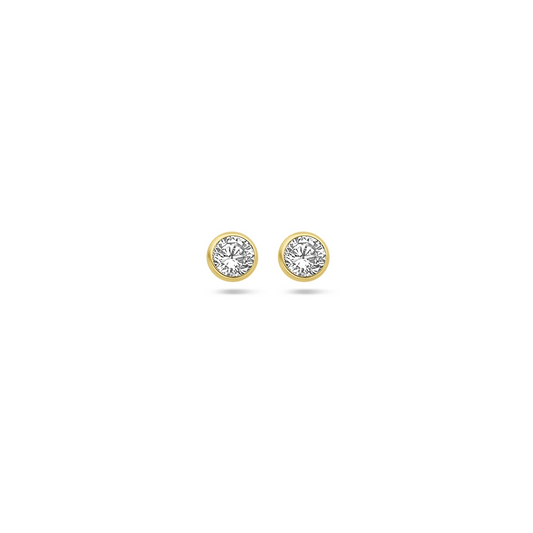 oorknoppen zirkonia 14K geelgoud